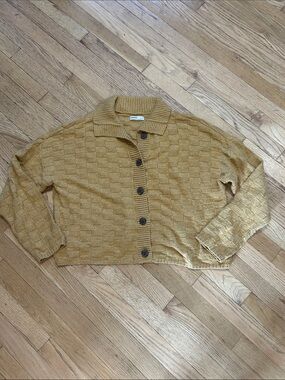 Sonoma Tan Textured Cardigan Sweater